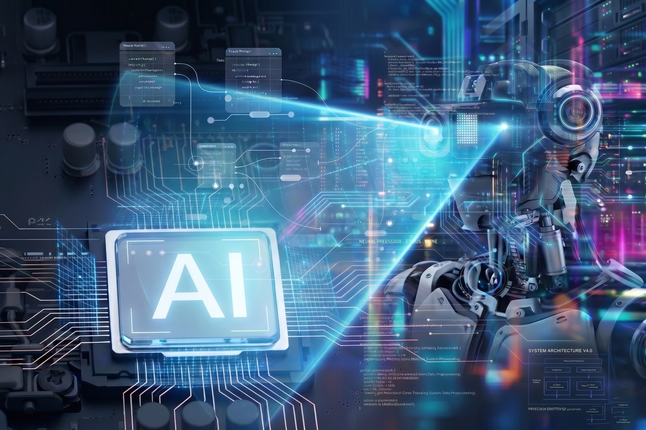 Motion Silicon concept — AI chip and robotic intelligence on integrated motherboard
